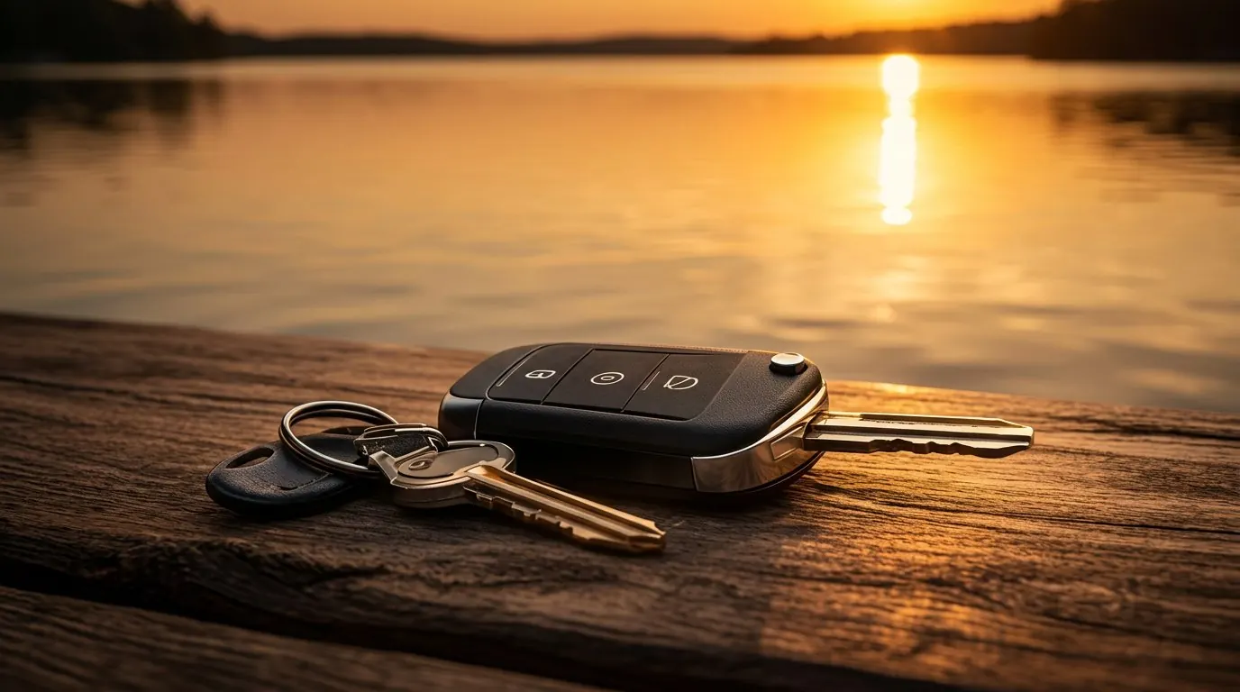Car key fob and house key, the kind a locksmith in Opelika, AL can replace on site